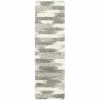 Photo of Gray and Ivory Geometric Pattern Runner Rug