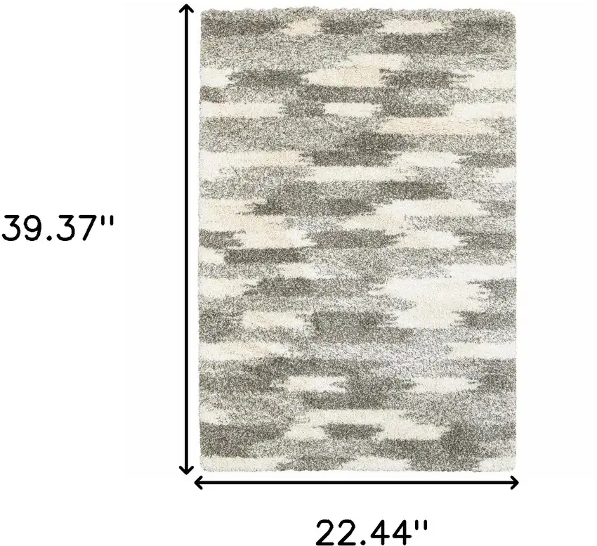 Gray And Ivory Geometric Pattern Scatter Rug Photo 3