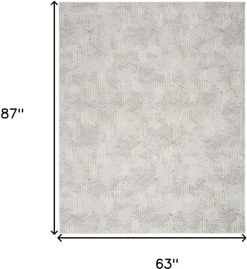 Gray and Ivory Geometric Power Loom Area Rug Photo 3
