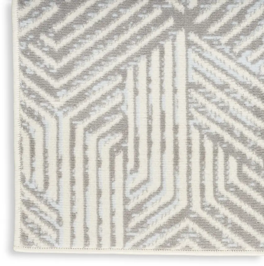 Gray and Ivory Geometric Power Loom Area Rug Photo 8