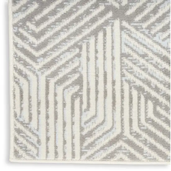 Gray and Ivory Geometric Power Loom Area Rug Photo 8