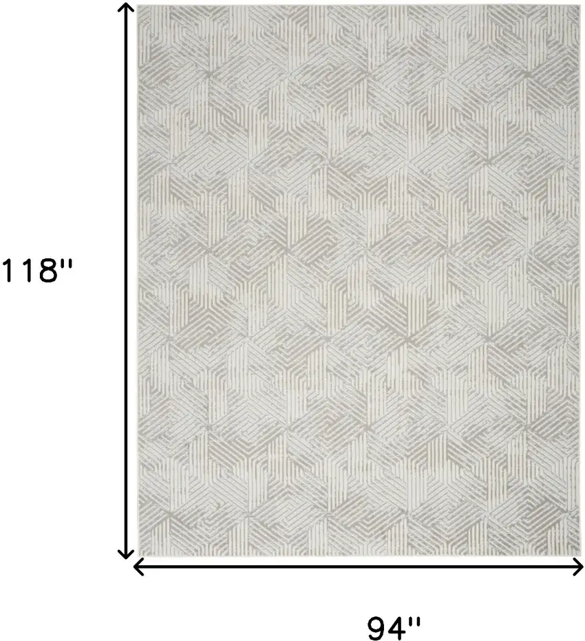 Gray and Ivory Geometric Power Loom Area Rug Photo 3