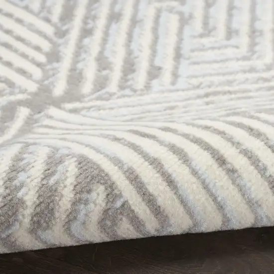 Gray and Ivory Geometric Power Loom Area Rug Photo 7