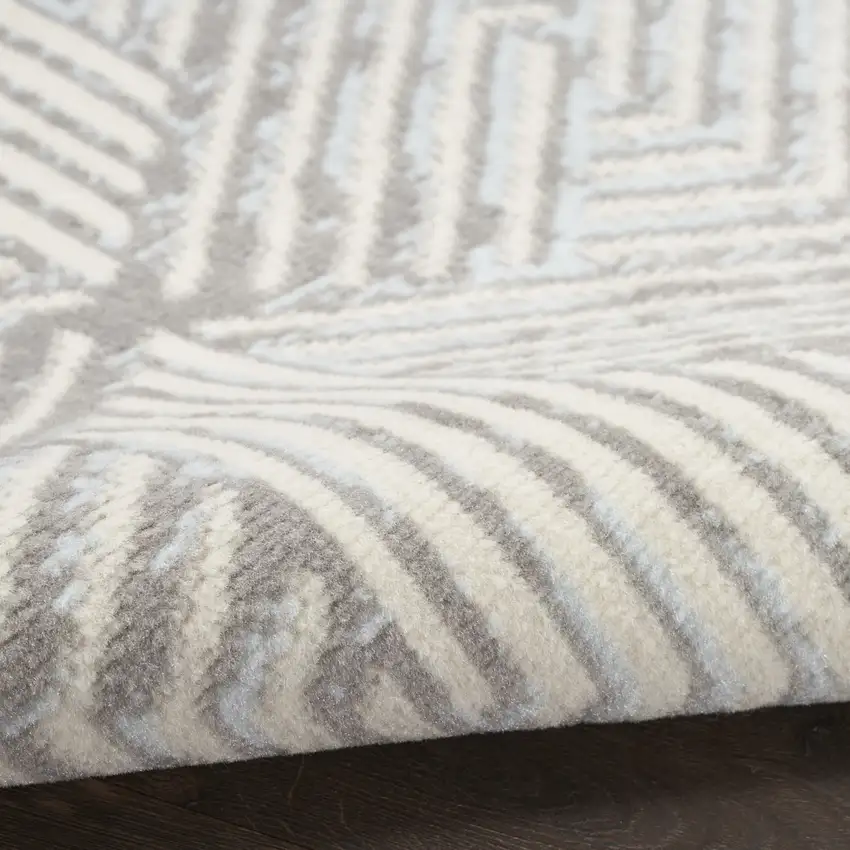 Gray and Ivory Geometric Power Loom Area Rug Photo 7