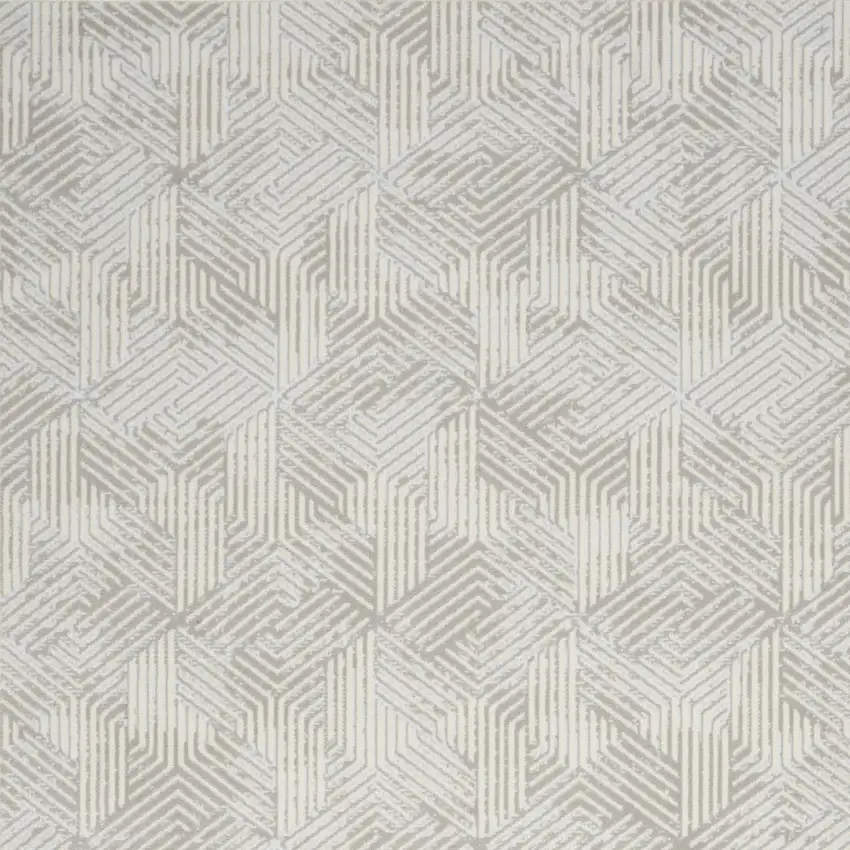 Gray and Ivory Geometric Power Loom Area Rug Photo 7