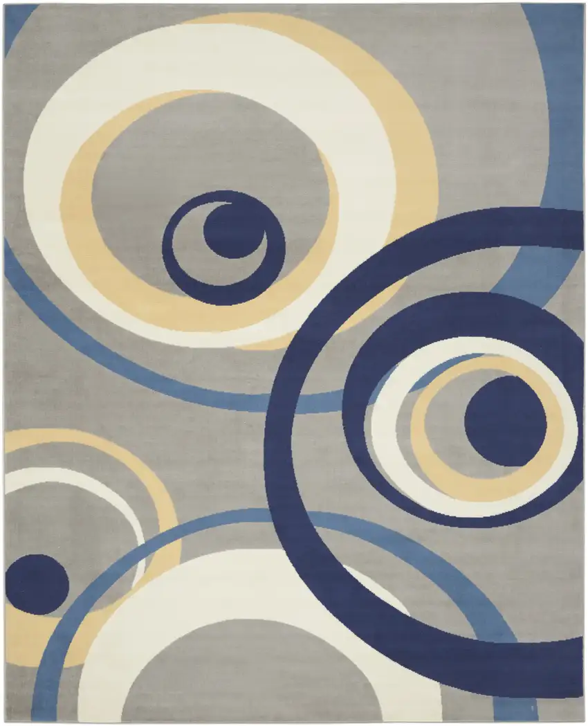 Gray and Ivory Geometric Power Loom Area Rug Photo 5