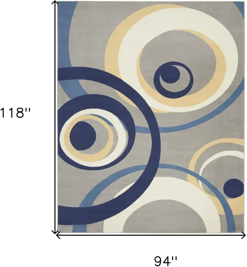 Gray and Ivory Geometric Power Loom Area Rug Photo 3