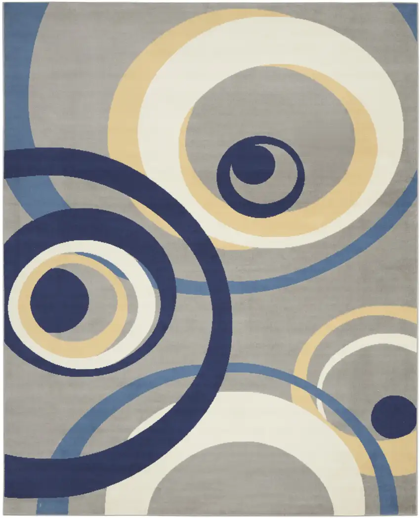 Gray and Ivory Geometric Power Loom Area Rug Photo 2