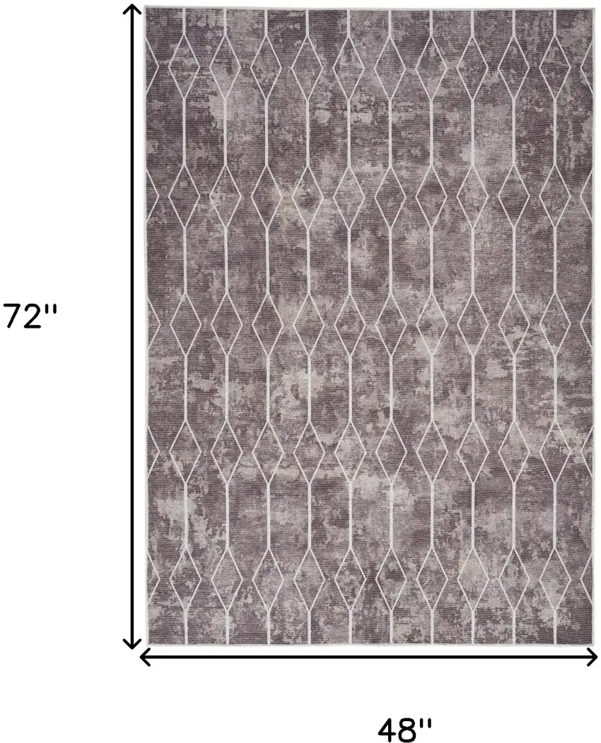 Gray and Ivory Geometric Power Loom Area Rug Photo 3