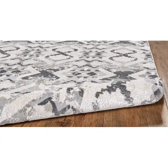 Gray and Ivory Geometric Power Loom Area Rug Photo 6