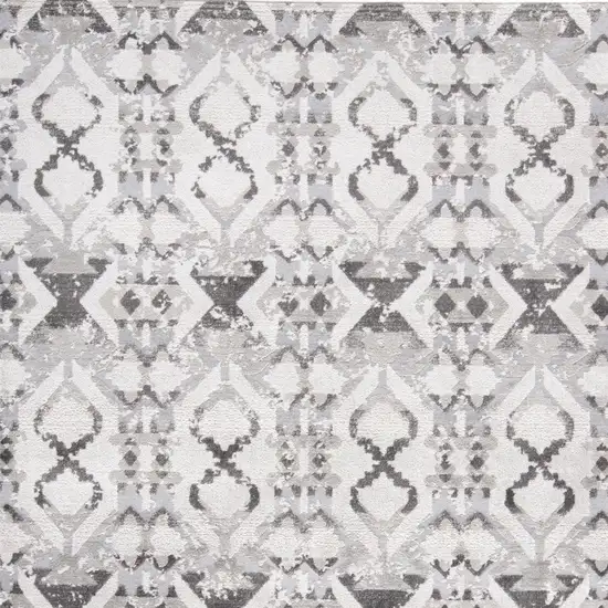 Gray and Ivory Geometric Power Loom Area Rug Photo 8