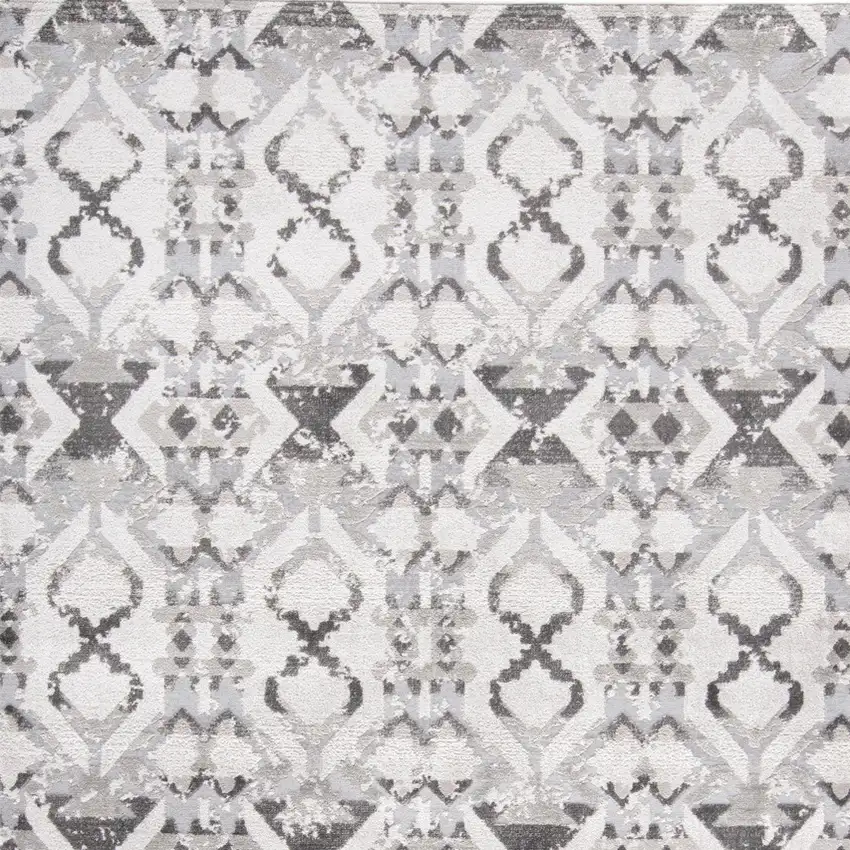 Gray and Ivory Geometric Power Loom Area Rug Photo 8