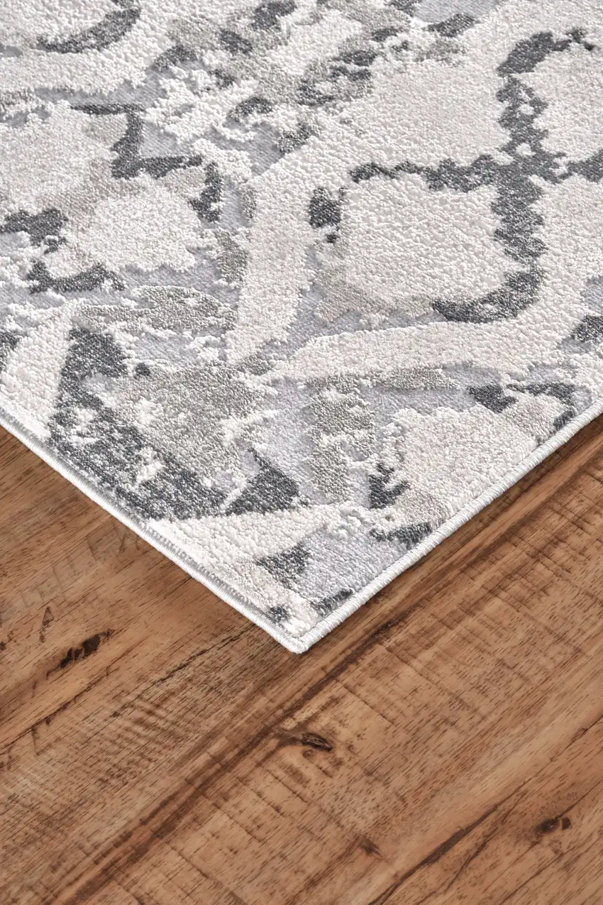 Gray and Ivory Geometric Power Loom Area Rug Photo 3