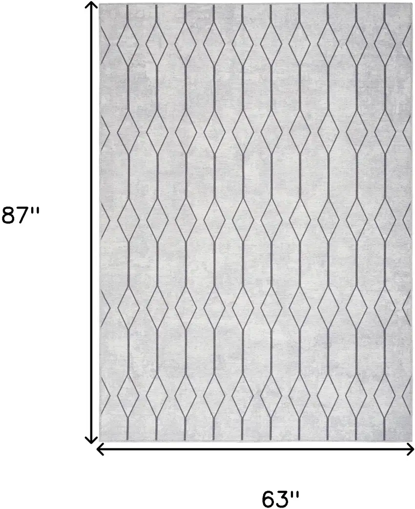 Gray and Ivory Geometric Power Loom Distressed Washable Area Rug Photo 3