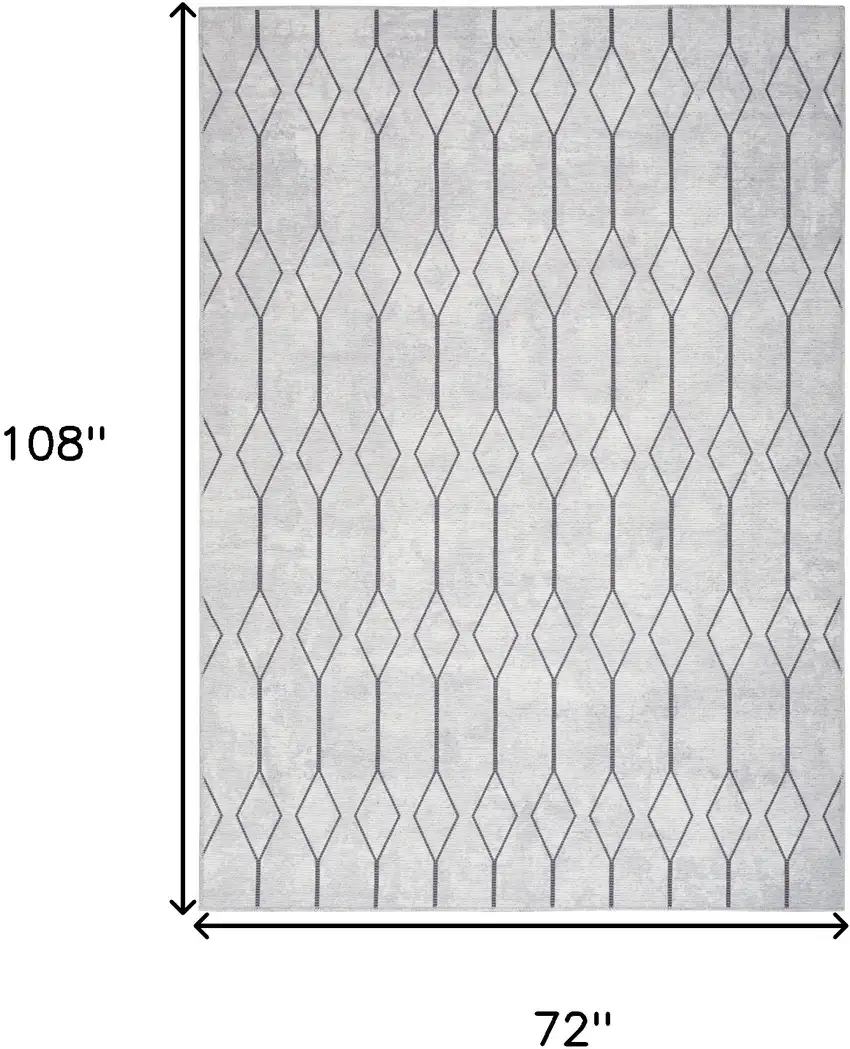 Gray and Ivory Geometric Power Loom Distressed Washable Area Rug Photo 3