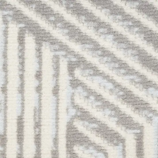 8' Gray And Ivory Geometric Runner Rug Photo 3