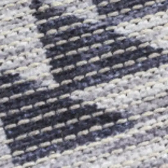 5' X 7' Gray and Ivory Geometric Power Loom Washable Area Rug Photo 4