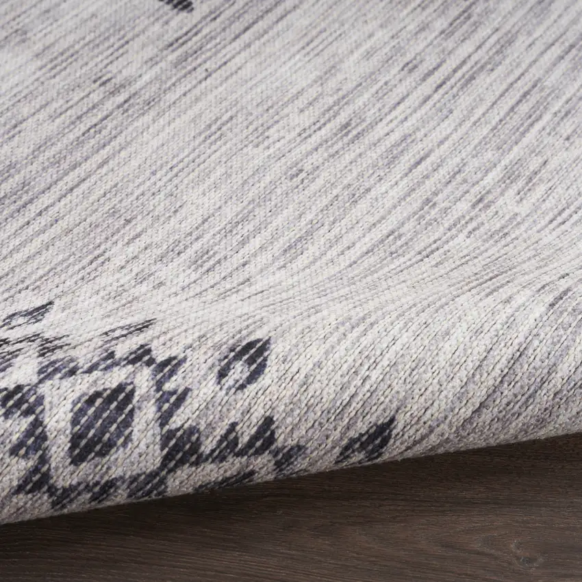 Gray and Ivory Geometric Power Loom Washable Area Rug Photo 9