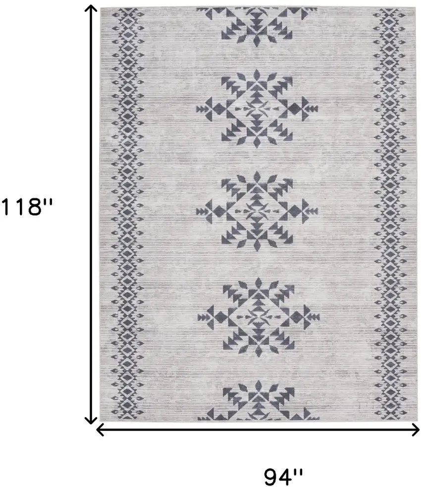 Gray and Ivory Geometric Power Loom Washable Area Rug Photo 7