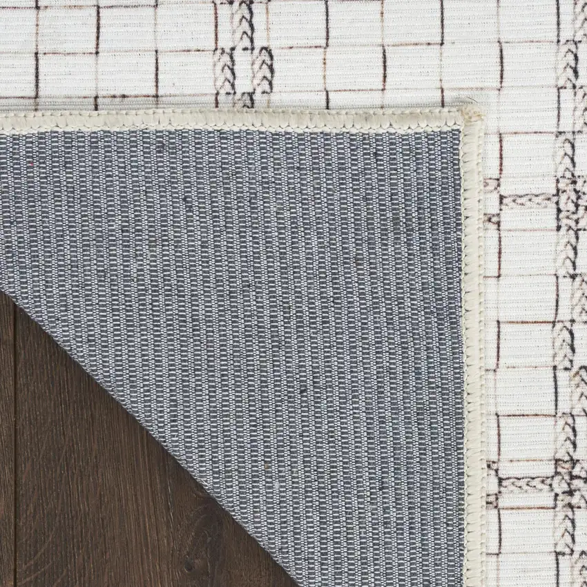 Gray and Ivory Geometric Power Loom Washable Non Skid Area Rug Photo 7