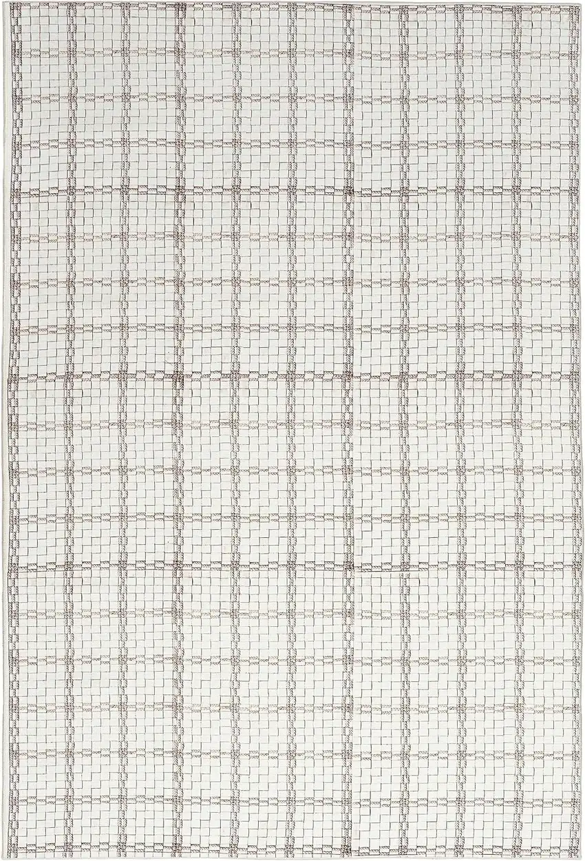 Gray and Ivory Geometric Power Loom Washable Non Skid Area Rug Photo 2