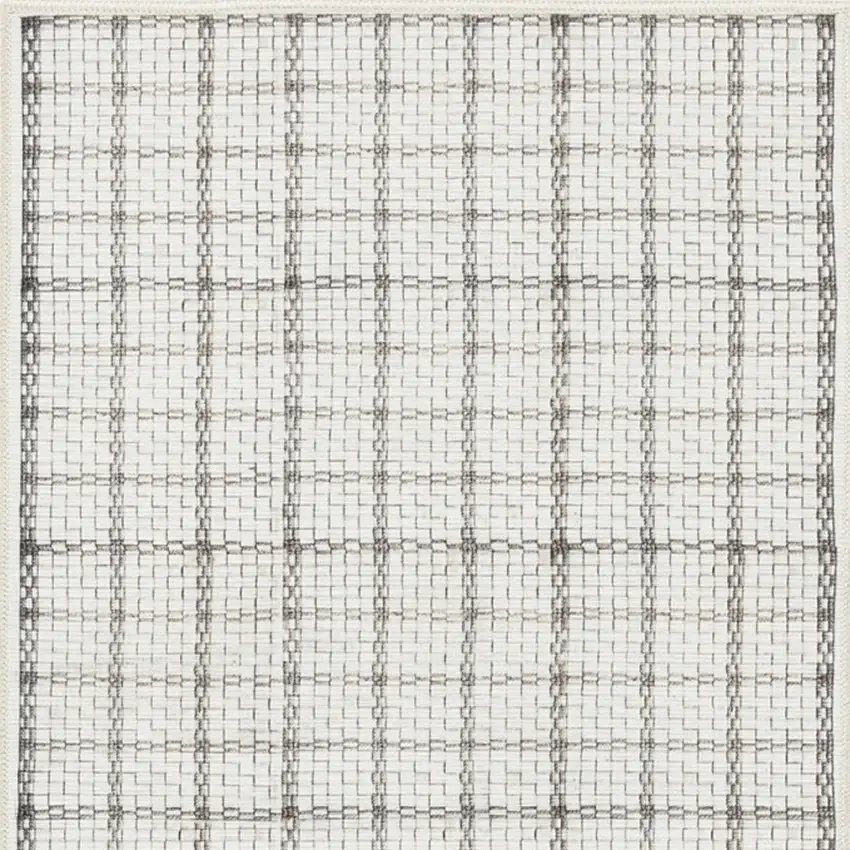 Gray and Ivory Geometric Power Loom Washable Non Skid Runner Rug Photo 5
