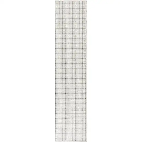 Gray and Ivory Geometric Power Loom Washable Non Skid Runner Rug Photo 2
