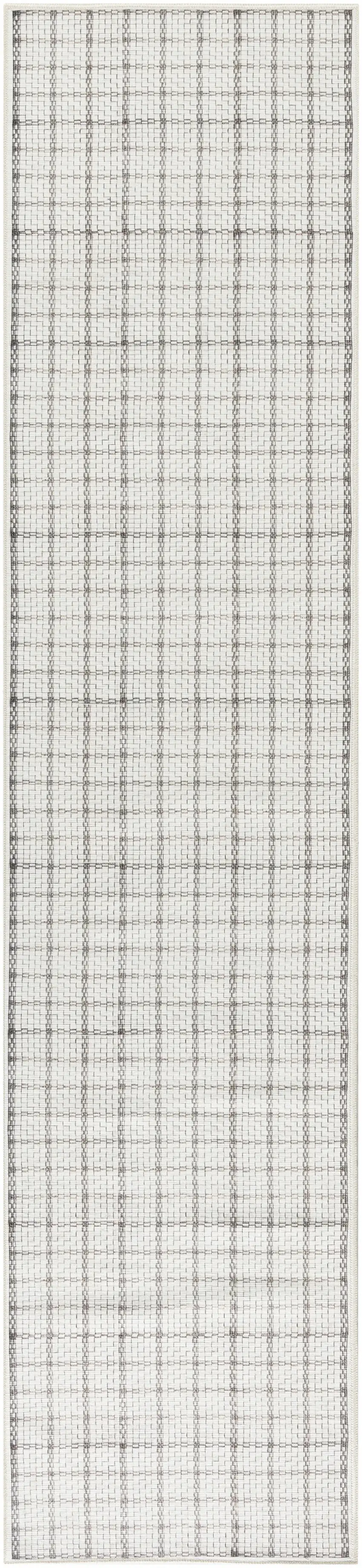 Gray and Ivory Geometric Power Loom Washable Non Skid Runner Rug Photo 2