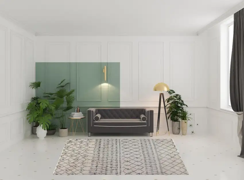 Gray and Ivory Geometric Shag Area Rug Photo 3
