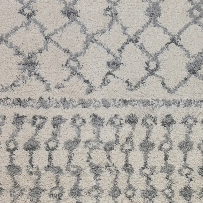 Gray and Ivory Geometric Shag Area Rug Photo 7