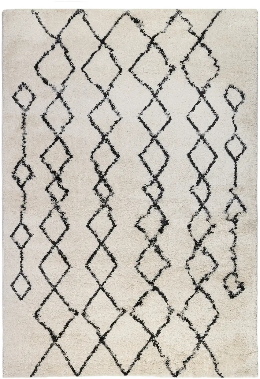 Gray and Ivory Geometric Shag Area Rug Photo 1