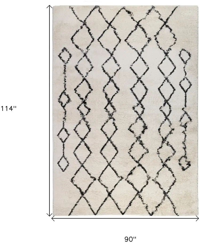 Gray and Ivory Geometric Shag Area Rug Photo 6