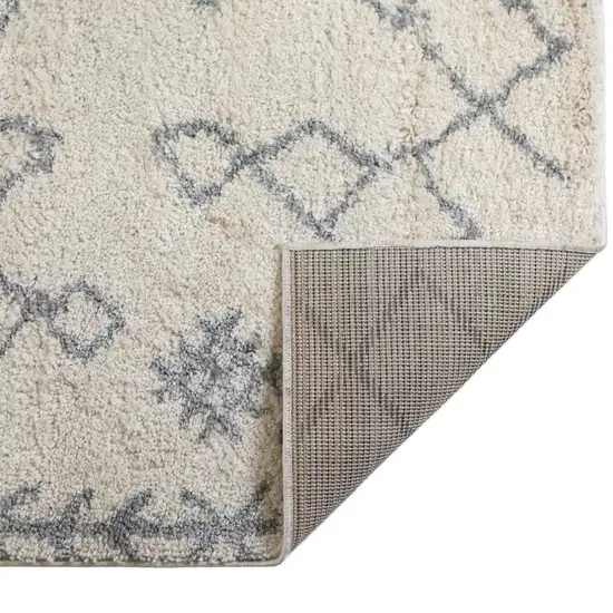 Gray And Ivory Geometric Shag Area Rug Photo 5