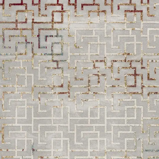Gray and Ivory Geometric Washable Non Skid Area Rug Photo 5
