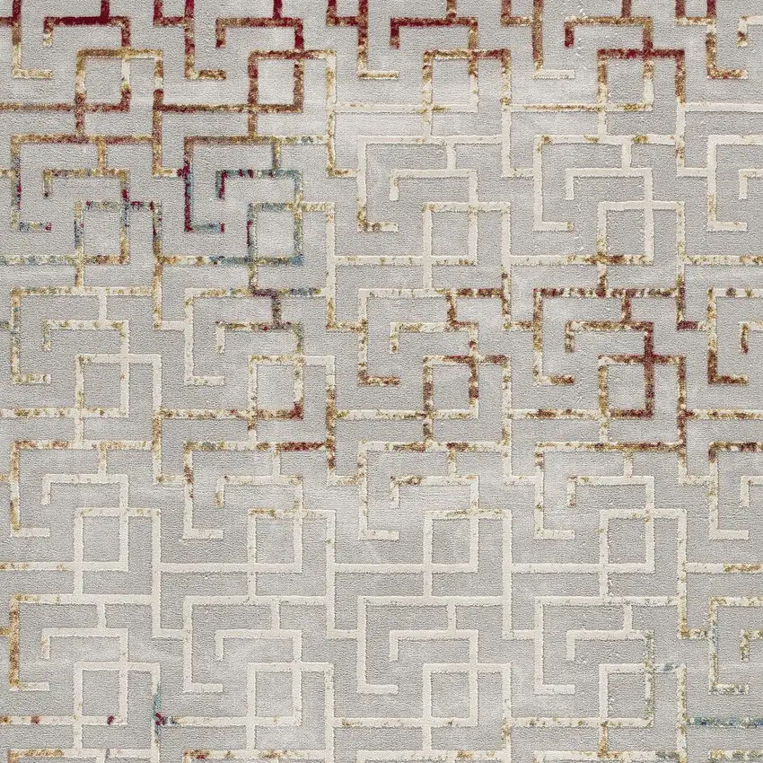 Gray and Ivory Geometric Washable Non Skid Area Rug Photo 5