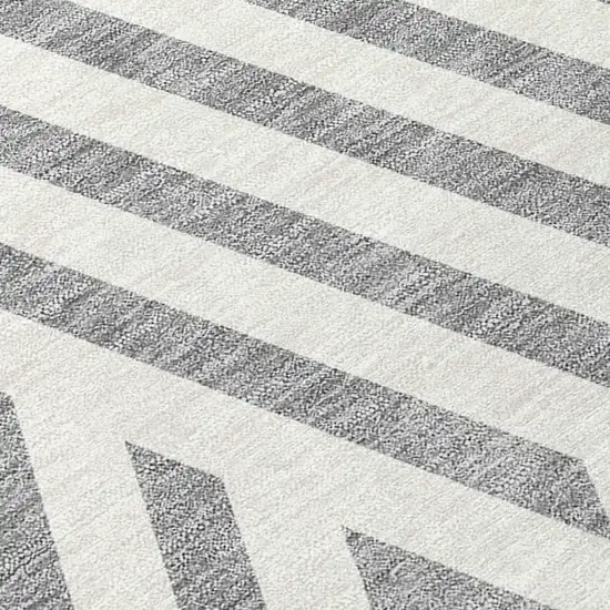 Gray and Ivory Geometric Washable Non Skid Indoor Outdoor Area Rug Photo 8
