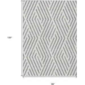 Photo of Gray and Ivory Geometric Washable Non Skid Indoor Outdoor Area Rug
