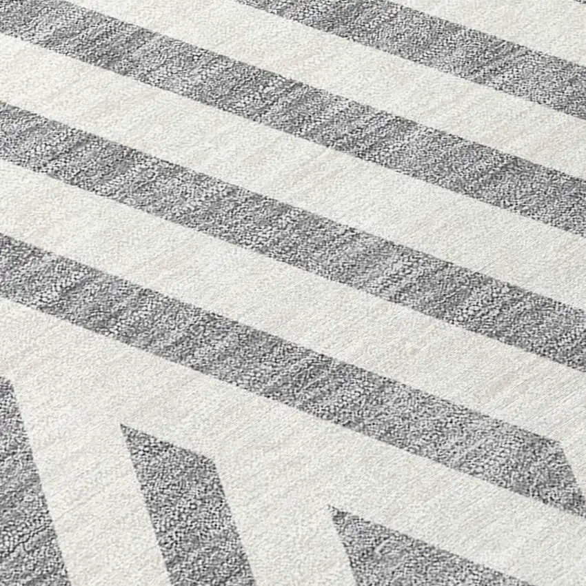 Gray And Ivory Geometric Washable Indoor Outdoor Area Rug Photo 8