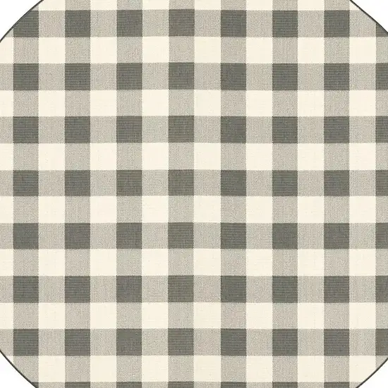 8' Gray And Ivory Round Gingham Indoor Outdoor Area Rug Photo 3