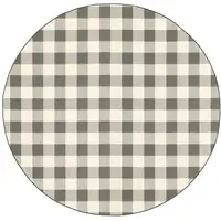 Photo of Gray and Ivory Gingham Indoor Outdoor Area Rug