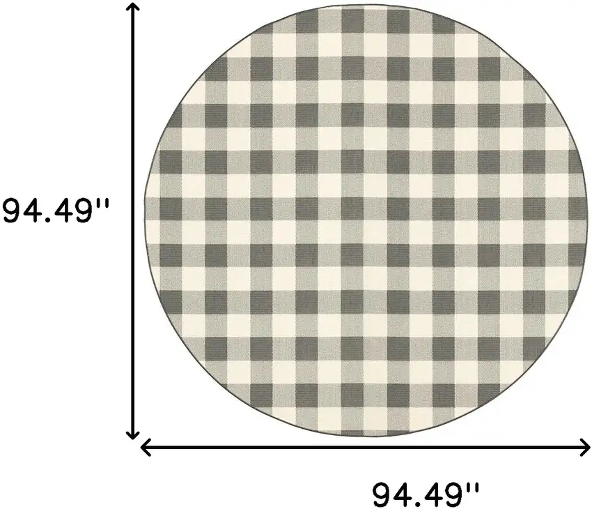Gray and Ivory Gingham Indoor Outdoor Area Rug Photo 5