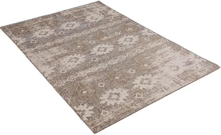 Gray and Ivory Ikat Power Loom Distressed Area Rug Photo 1