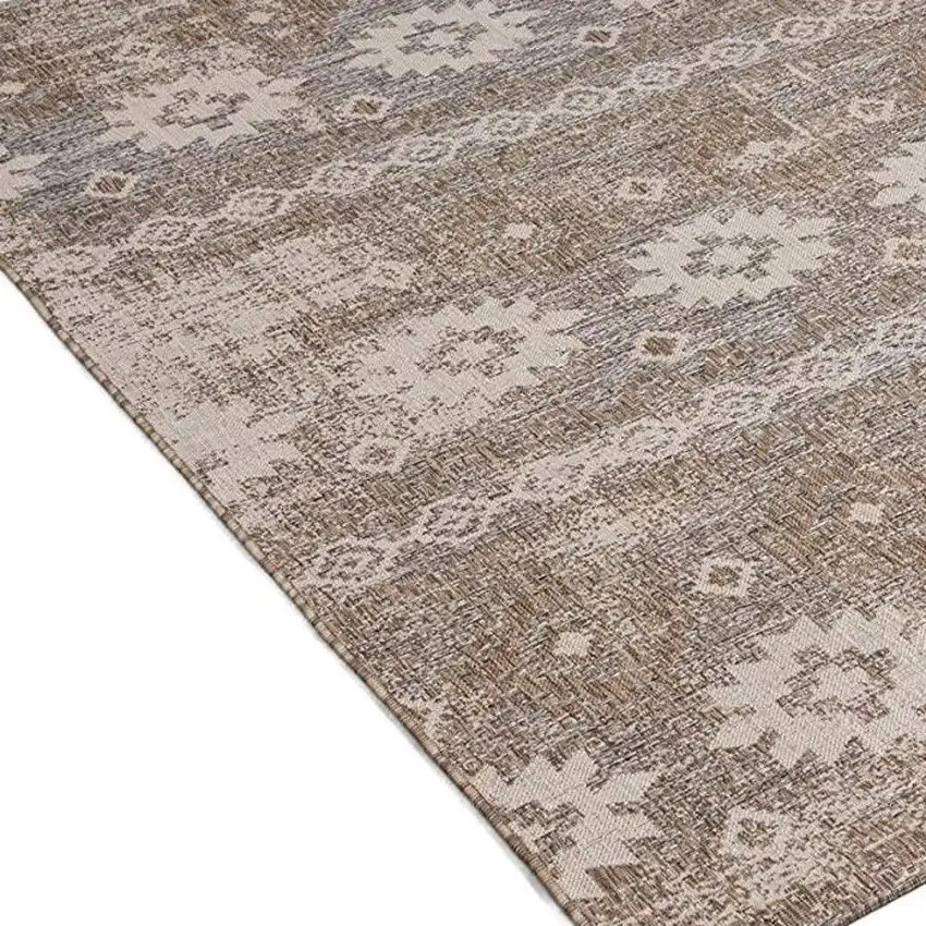 Gray and Ivory Ikat Power Loom Distressed Area Rug Photo 6