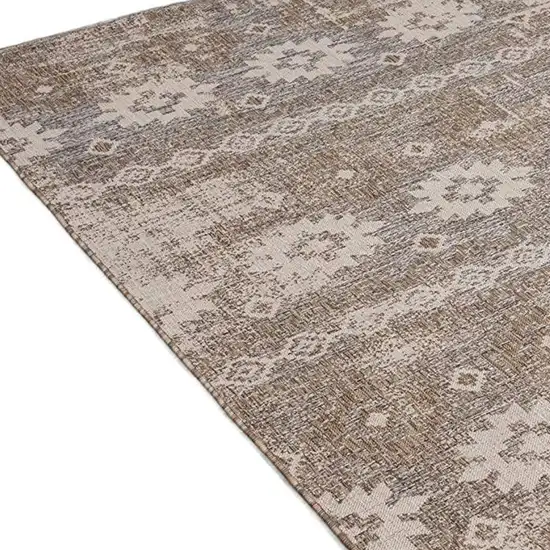 Gray and Ivory Ikat Power Loom Distressed Area Rug Photo 3