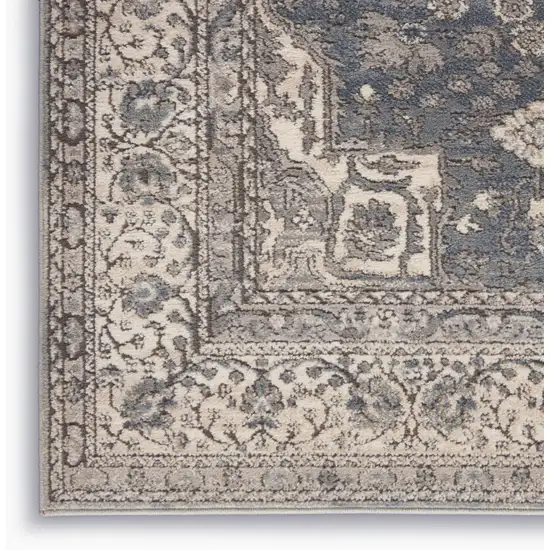 Gray and Ivory Medallion Power Loom Area Rug Photo 2