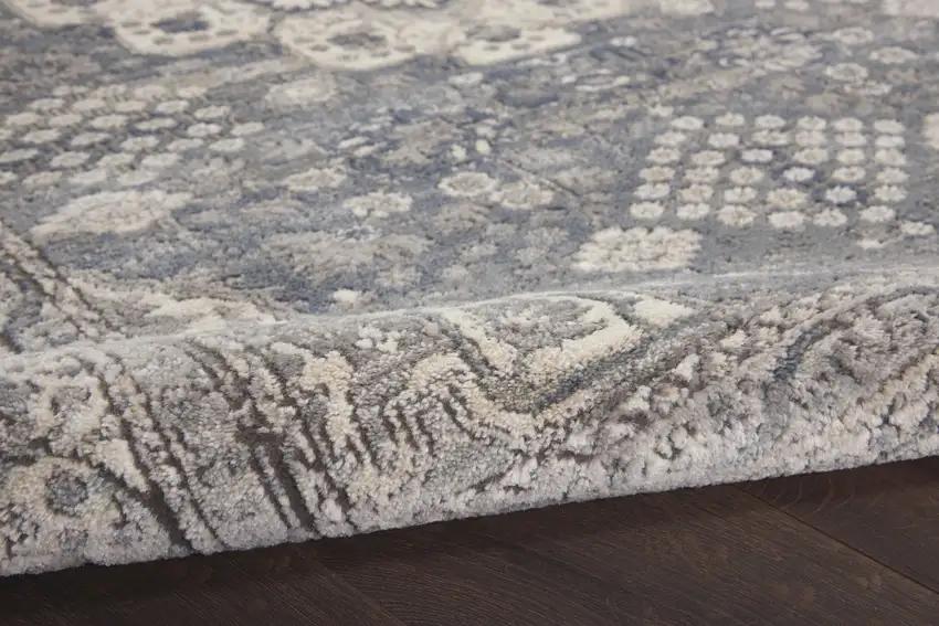 Gray and Ivory Medallion Power Loom Area Rug Photo 9