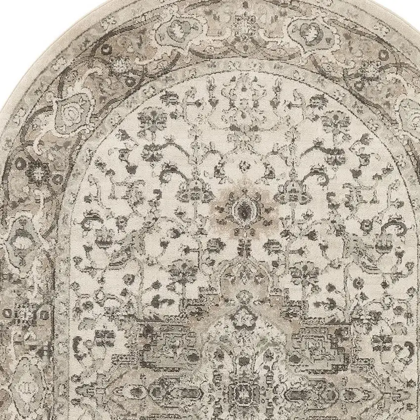 Gray and Ivory Medallion Power Loom Distressed Area Rug Photo 3