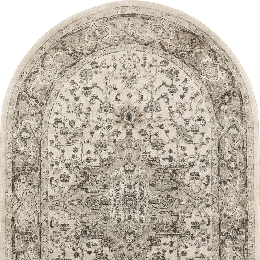 Gray and Ivory Medallion Power Loom Distressed Area Rug Photo 3