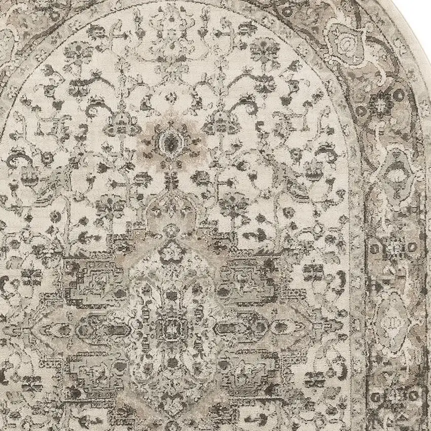 Gray and Ivory Medallion Power Loom Distressed Area Rug Photo 1