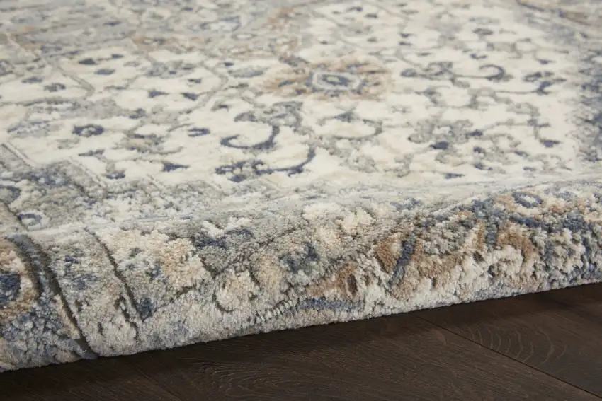 Gray and Ivory Medallion Power Loom Distressed Area Rug Photo 9